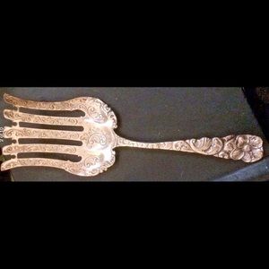 Sterling Silver Asparagus Fork 1860’s 10” Repousse
